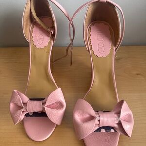 Valentino Red Pink Ankle Strap Wedge